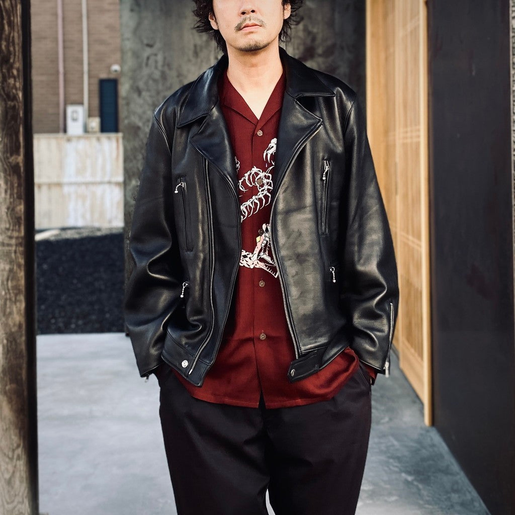 DOUBLE RIDERS LEATHER JACKET ( TYPE-2 ) #BLACK [25FW-WMO-BL03