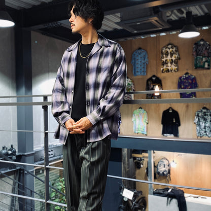 OMBRE CHECK OPEN COLLAR SHIRT L/S -TYPE 4- #PURPLE [23FW-WMS-OC04]