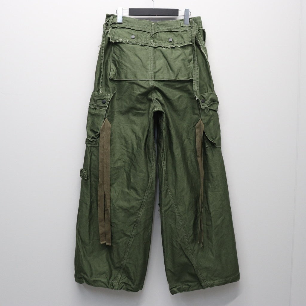 Slash Seam Twist Cargo Pants (PIGMENT DYED MOLESKIN) #OLIVE [M-P2-PT13]