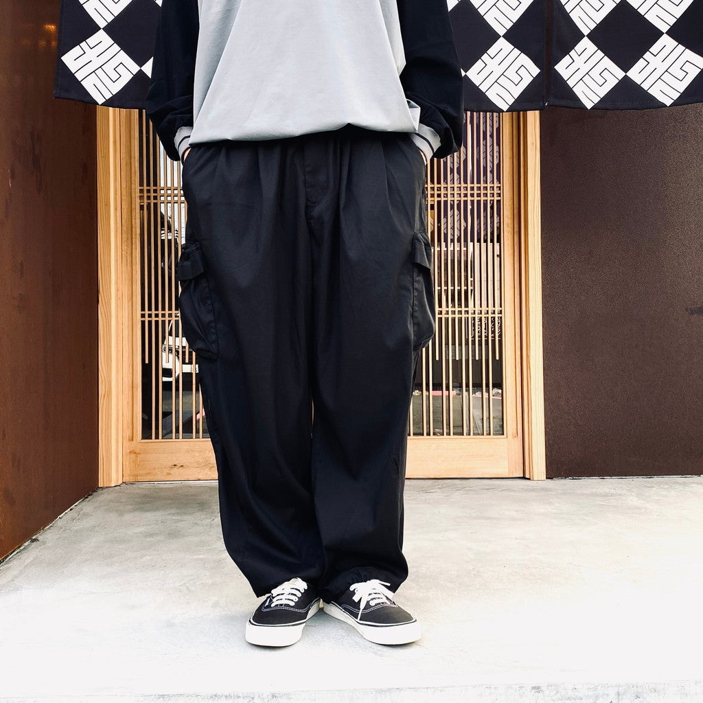 STRIPE BAGGY CARGO PANTS #Black [SU26-B06]