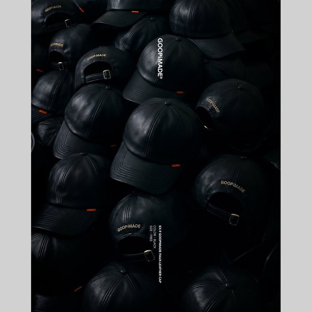 EX-9 GOOPiMADE Faux-Leather Cap #Black [GOOPI-26SS-JUL-04]