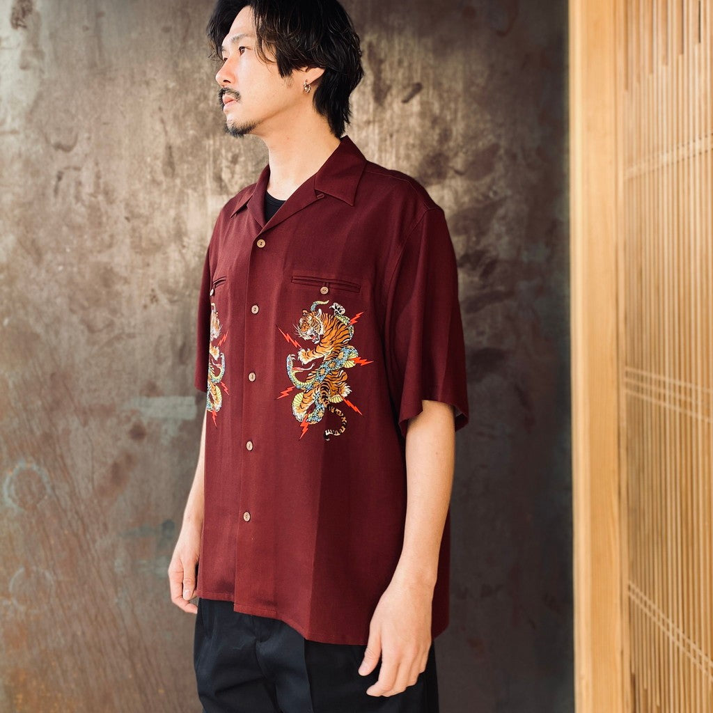 TIM LEHI | HAWAIIAN SHIRT S/S ( TYPE-1 ) #BURGUNDY [26SSE-WMS-HI01