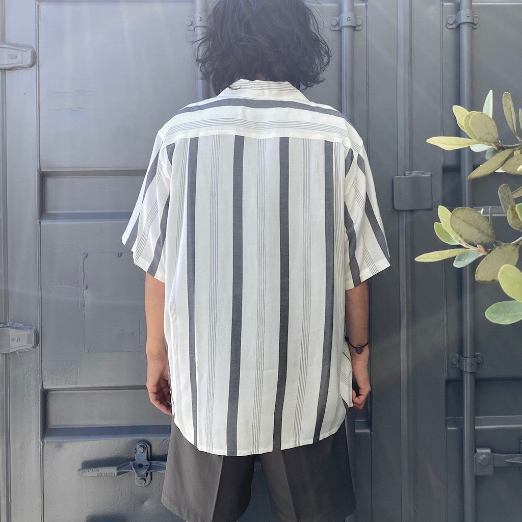 STRIPED OPEN COLLAR SHIRT S/S -TYPE 1- #WHITE [24SS-WMS-OC08]