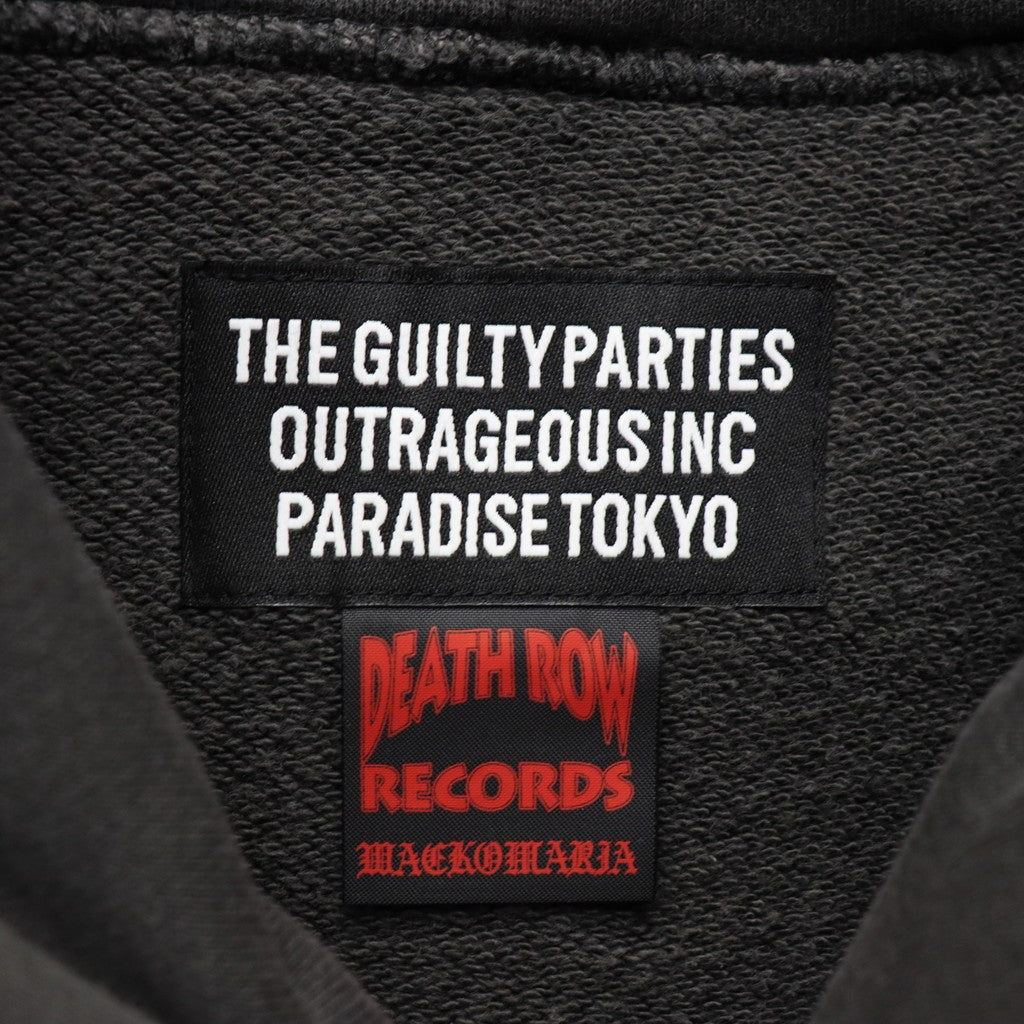 DEATH ROW RECORDS | WASHED MIDDLE WEIGHT PULLOVER HOODED SWEAT SHIRT #GRAY [DEATHROW-WM-SS02]