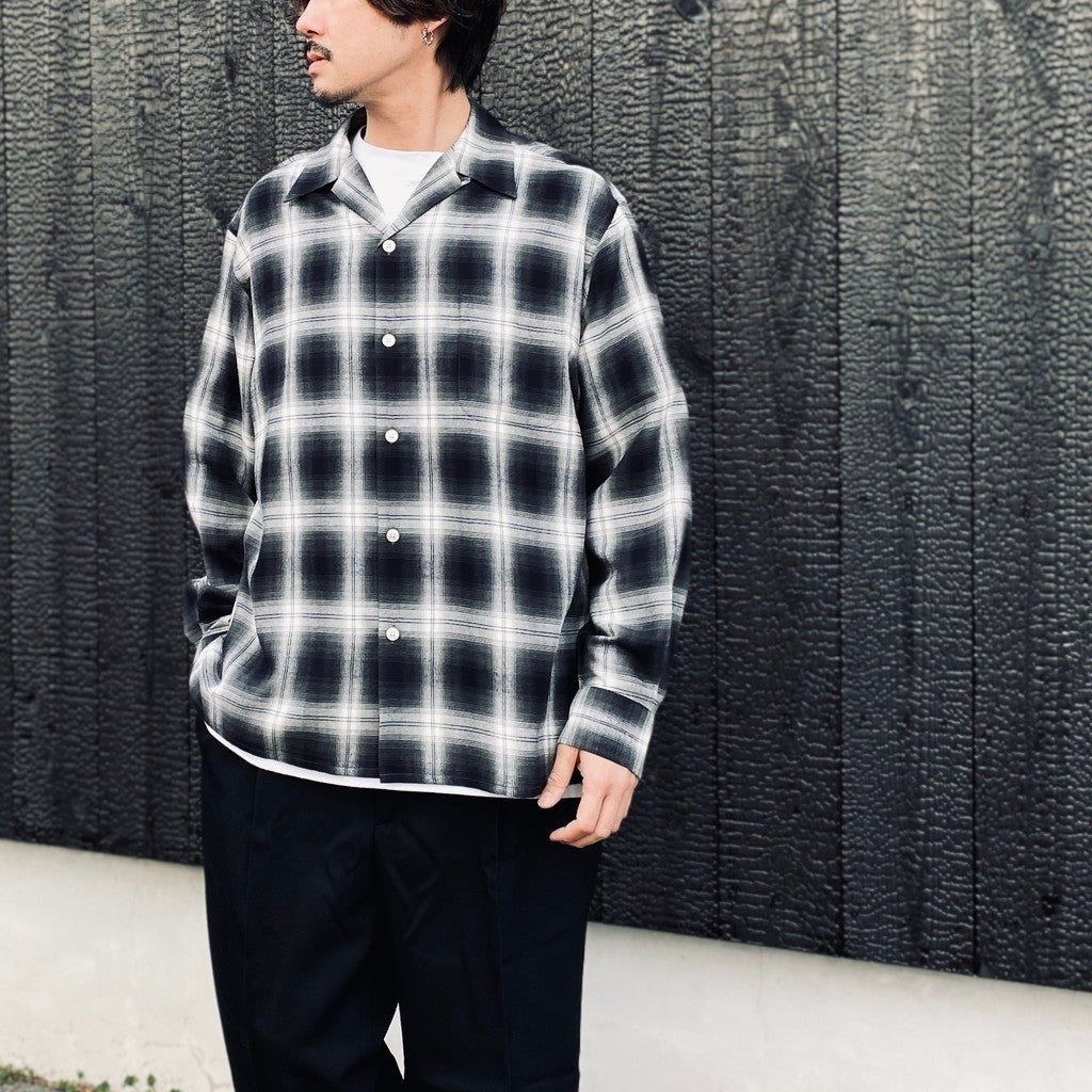 OMBRE CHECK OPEN COLLAR SHIRT L/S ( TYPE-1 ) #GRAY [26SS-WMS-OC11