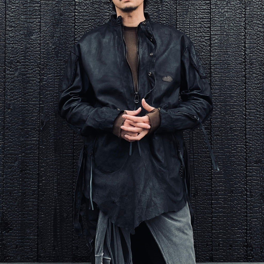 Rustic Edged Easy Rider's (VEGETABLE TANNING PIG LEATHER) #BLACK [M-P1-LW3]