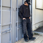 Embroidered Logo Switching Cotton Sweatshirt #BLACK [CCC-241C001]