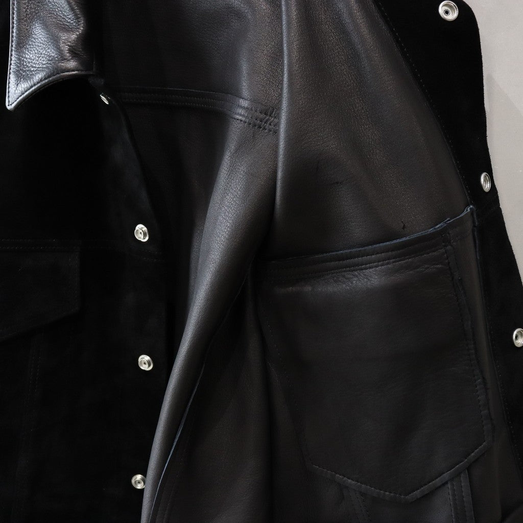 SUEDE LEATHER TRUCKER JACKET #BLACK [24FW-WMO-BL08]