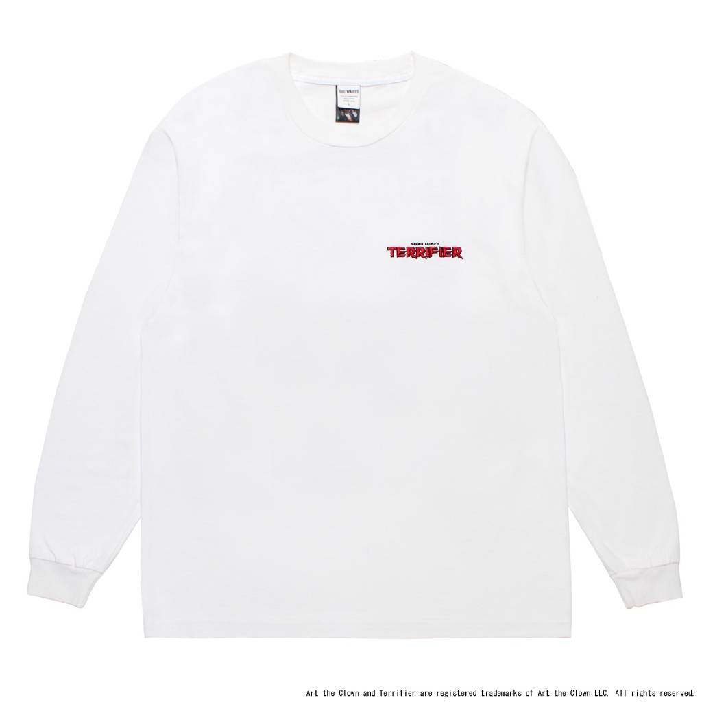 TERRIFIER | WASHED HEAVY WEIGHT CREW NECK LONG SLEEVE T-SHIRT #WHITE [TERRIFIER-WM-LT01]