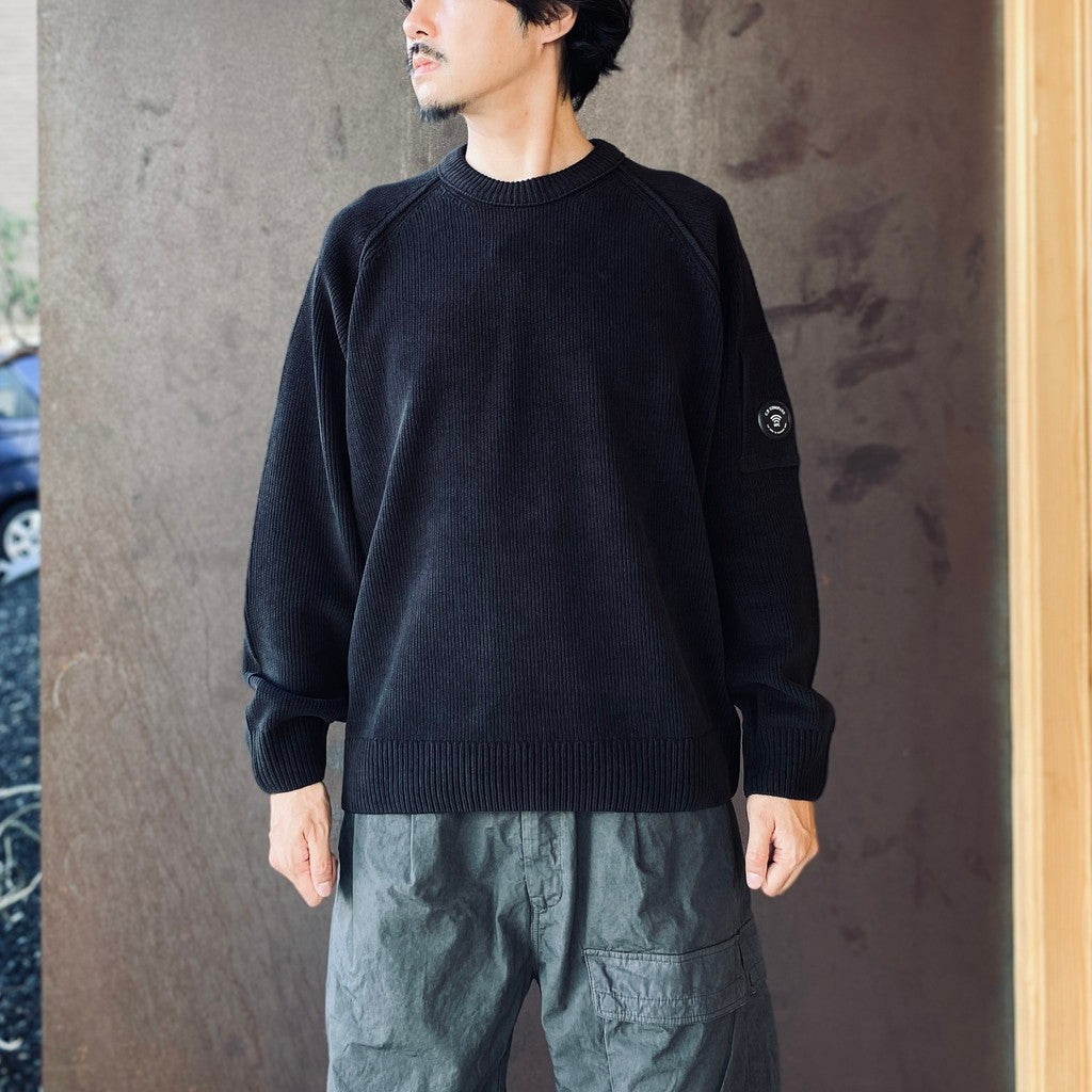 CHENILLE COTTON CREWNECK LENS SWEATER #BLACK 999 [21CMKN196A-005558G-26FWP]