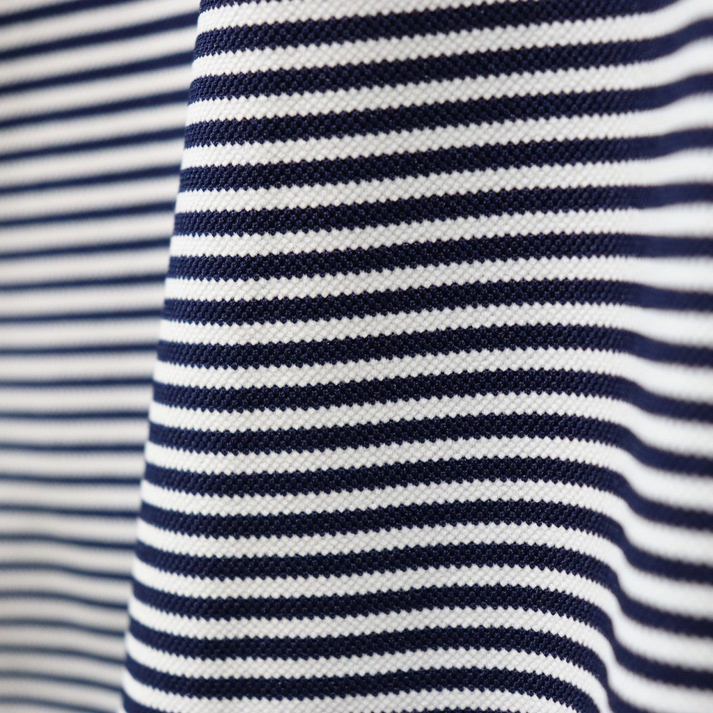 TECH POLO SHIRTS L/S #WHITE/NAVY BORDER [BE-31024]