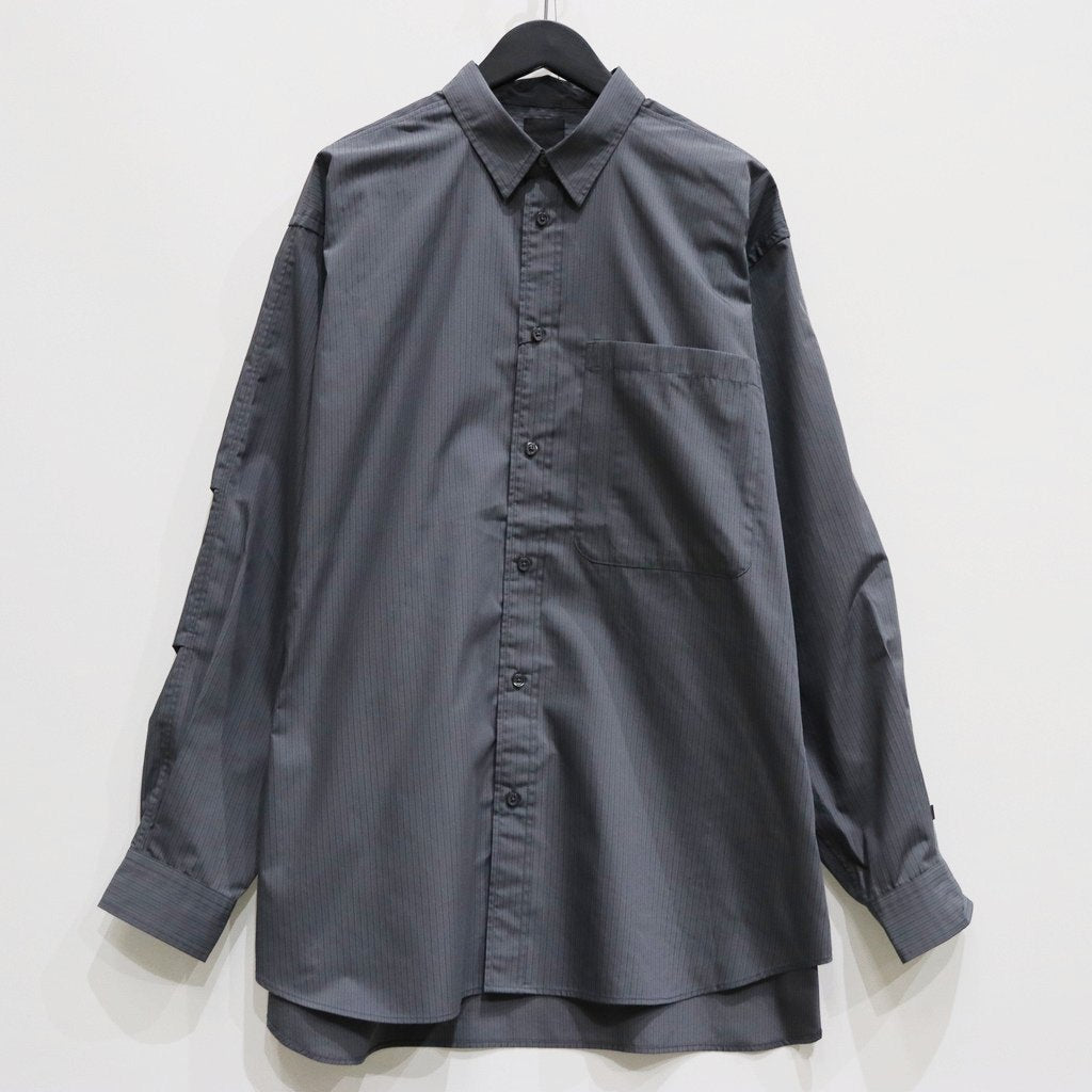 TECH REGULAR STRIPE SHIRT L/S #CHARCOAL [BE-81025]