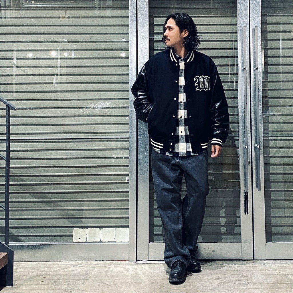 LEATHER VARSITY JACKET -B- (TYPE-2) #BLACK [24FW-WMO-BL16]