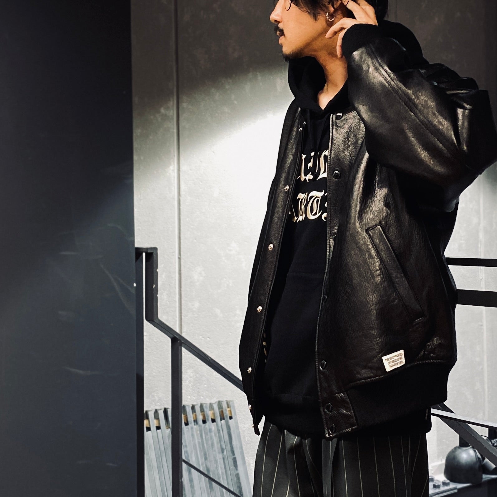 LEATHER VARSITY JACKET -A- -TYPE 2- #BLACK [23FW-WMO-BL03]