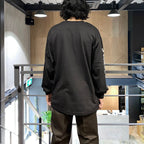 TIM LEHI | CREW NECK LONG SLEEVE T-SHIRT ( TYPE-2 ) #BLACK [24FW-WMT-LT02]