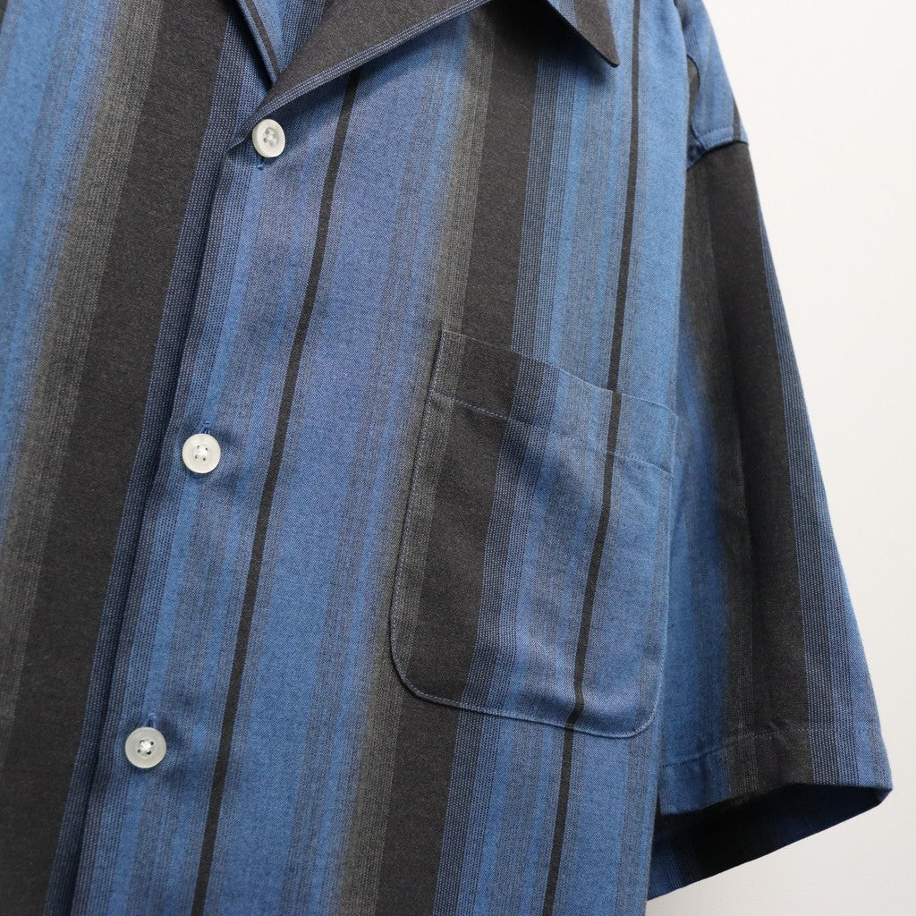 OMBRE STRIPED OPEN COLLAR SHIRT S/S #BLUE [26SS-WMS-OC12]