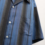 OMBRE STRIPED OPEN COLLAR SHIRT S/S #BLUE [26SS-WMS-OC12]