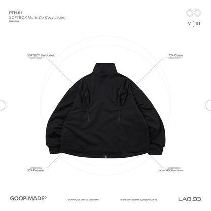 「PTH-01」 SOFTBOX Multi-Zip Cozy Jacket #SHADOW [GOOPI-24AW-NOV-02]