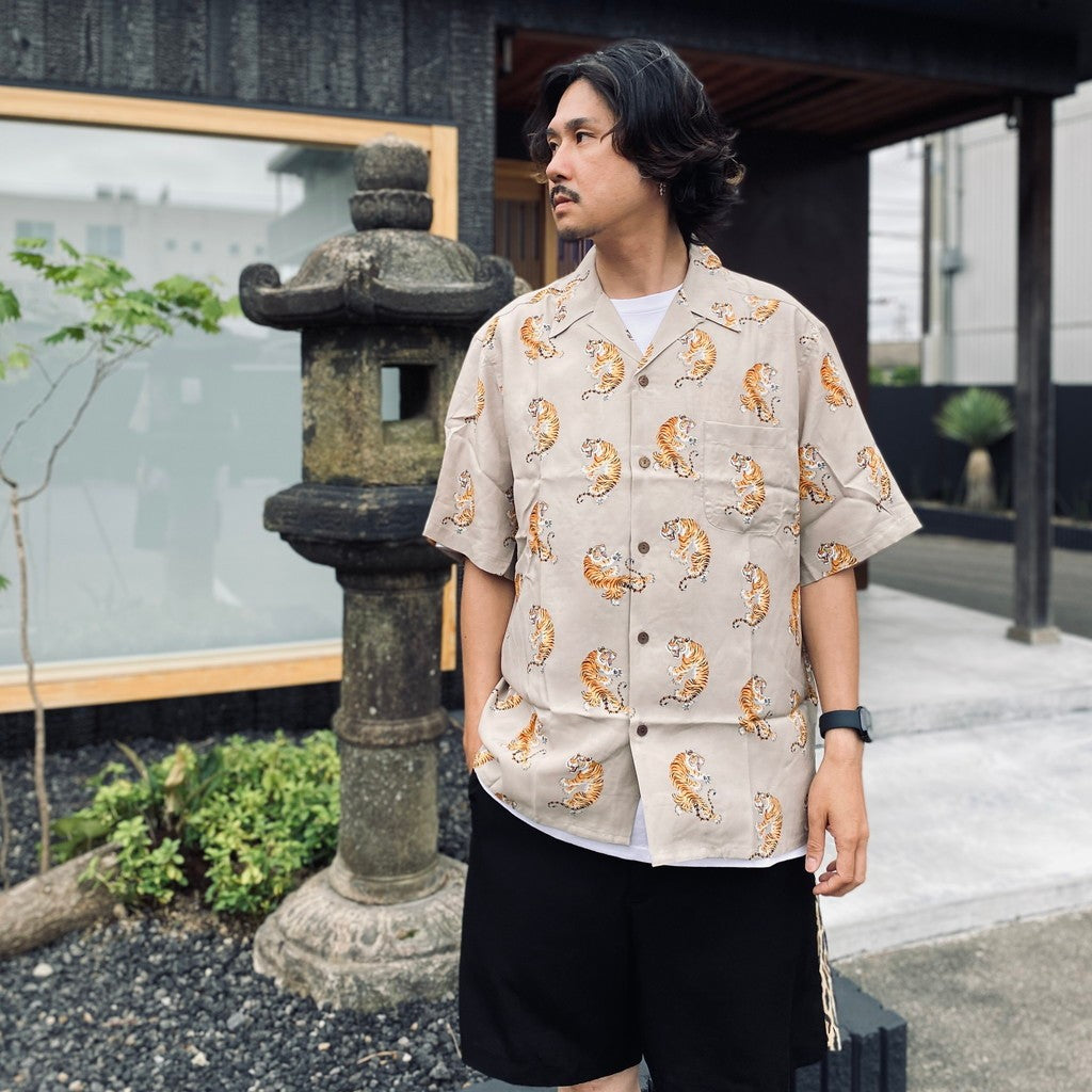 TIM LEHI | HAWAIIAN SHIRT S/S ( TYPE-2 ) #GRAY [26SS-WMS-HI04