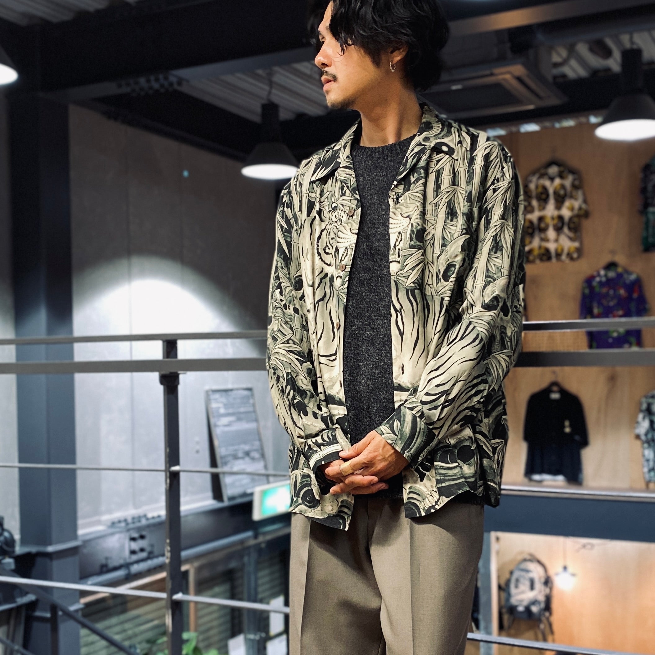TIM LEHI | HAWAIIAN SHIRT L/S -TYPE 1- #OLIVE [23FW-WMS-HI01]