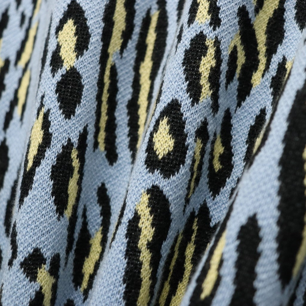 LEOPARD JACQUARD CARDIGAN ( TYPE-2 ) #L-BLUE [26SS-WMK-KN18]