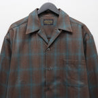 PENDLETON | WOOL OMBRE CHECK OPEN COLLAR SHIRT L/S ( TYPE-3 ) #BROWN-BLUE [25FW-WMS-PE03]