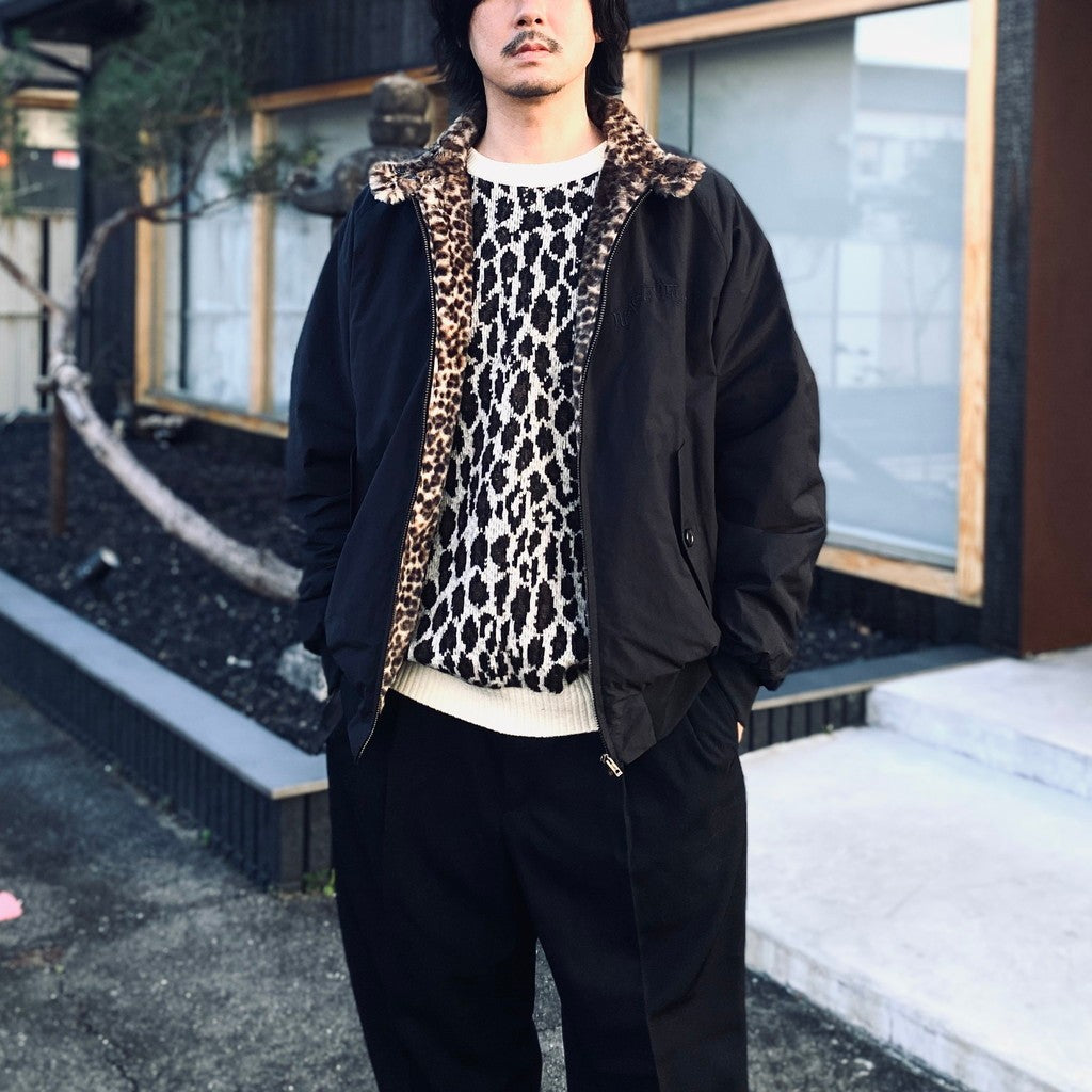 LEOPARD MOHAIR JACQUARD CREW NECK SWEATER #WHITE [26FW-WMK-KN16]