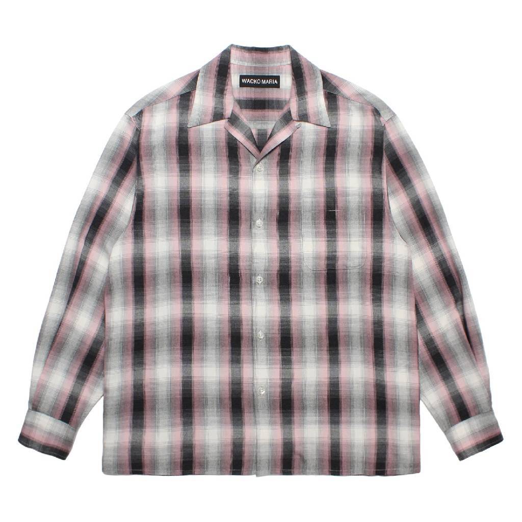 OMBRE CHECK OPEN COLLAR SHIRT L/S ( TYPE-2 ) #PINK [26FWE-WMS-OC02]