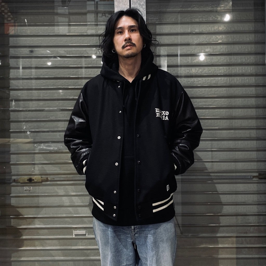 LEATHER VARSITY JACKET -B- -TYPE 2- #BLACK [24SS-WMO-BL10]