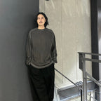 圓領雙層針織長袖衫 #炭灰色 [CES26CS22]