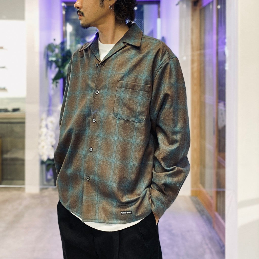 PENDLETON | WOOL OMBRE CHECK OPEN COLLAR SHIRT L/S ( TYPE-3