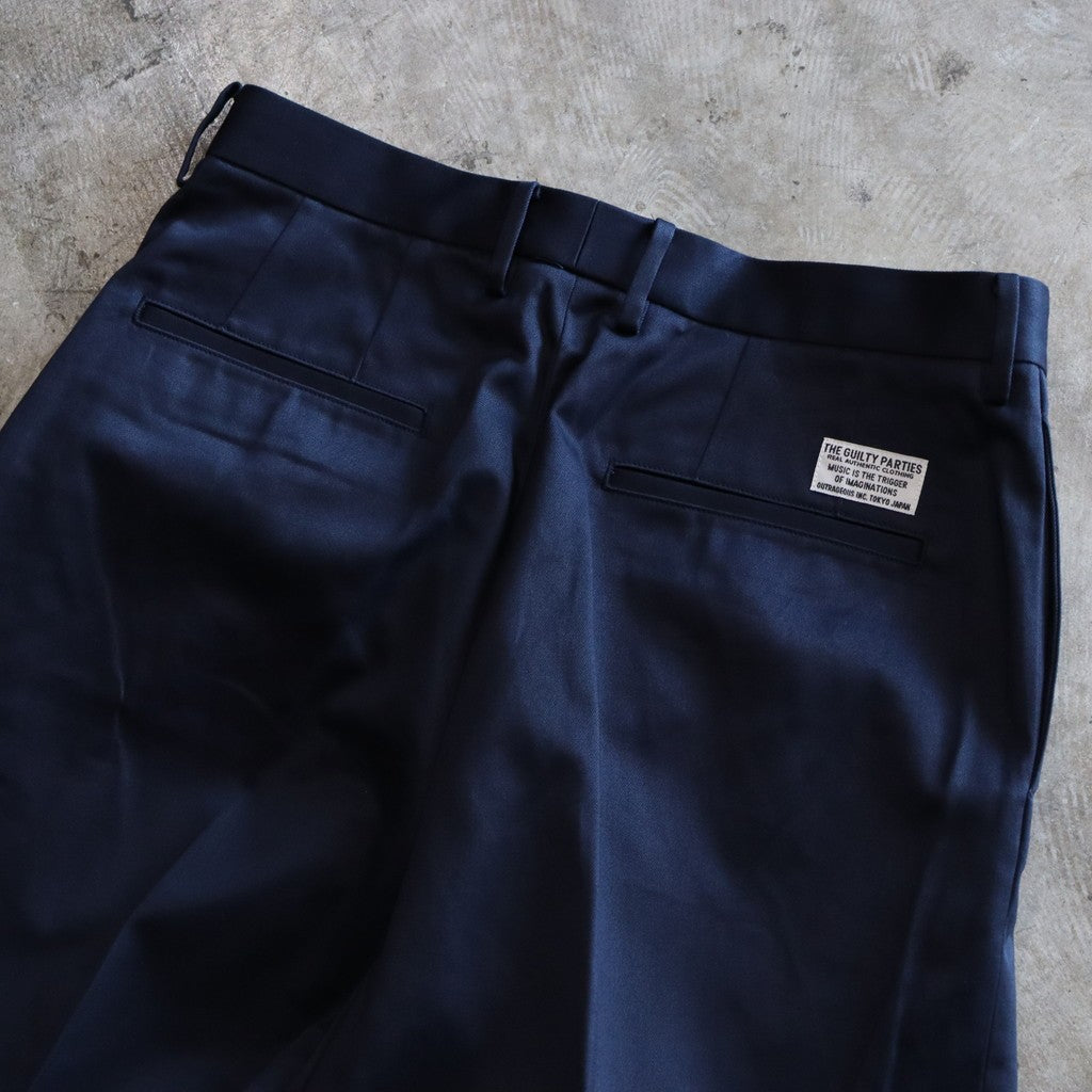DOUBLE PLEATED CHINO TROUSERS #NAVY [24FW-WMP-PT02]