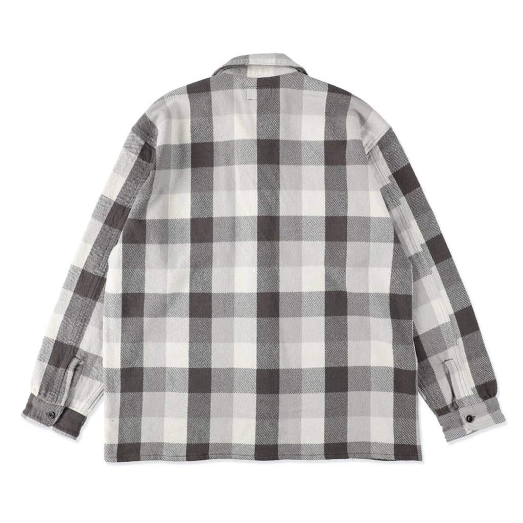 格紋法蘭絨襯衫 #灰×白 [BW252-CFS]