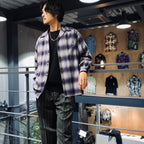 OMBRE CHECK OPEN COLLAR SHIRT L/S -TYPE 4- #PURPLE [23FW-WMS-OC04]