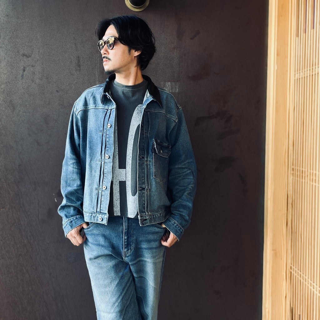Leather Collar Denim Jacket #Indigo [SD26F-JK01]
