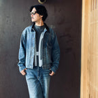 Leather Collar Denim Jacket #Indigo [SD26F-JK01]