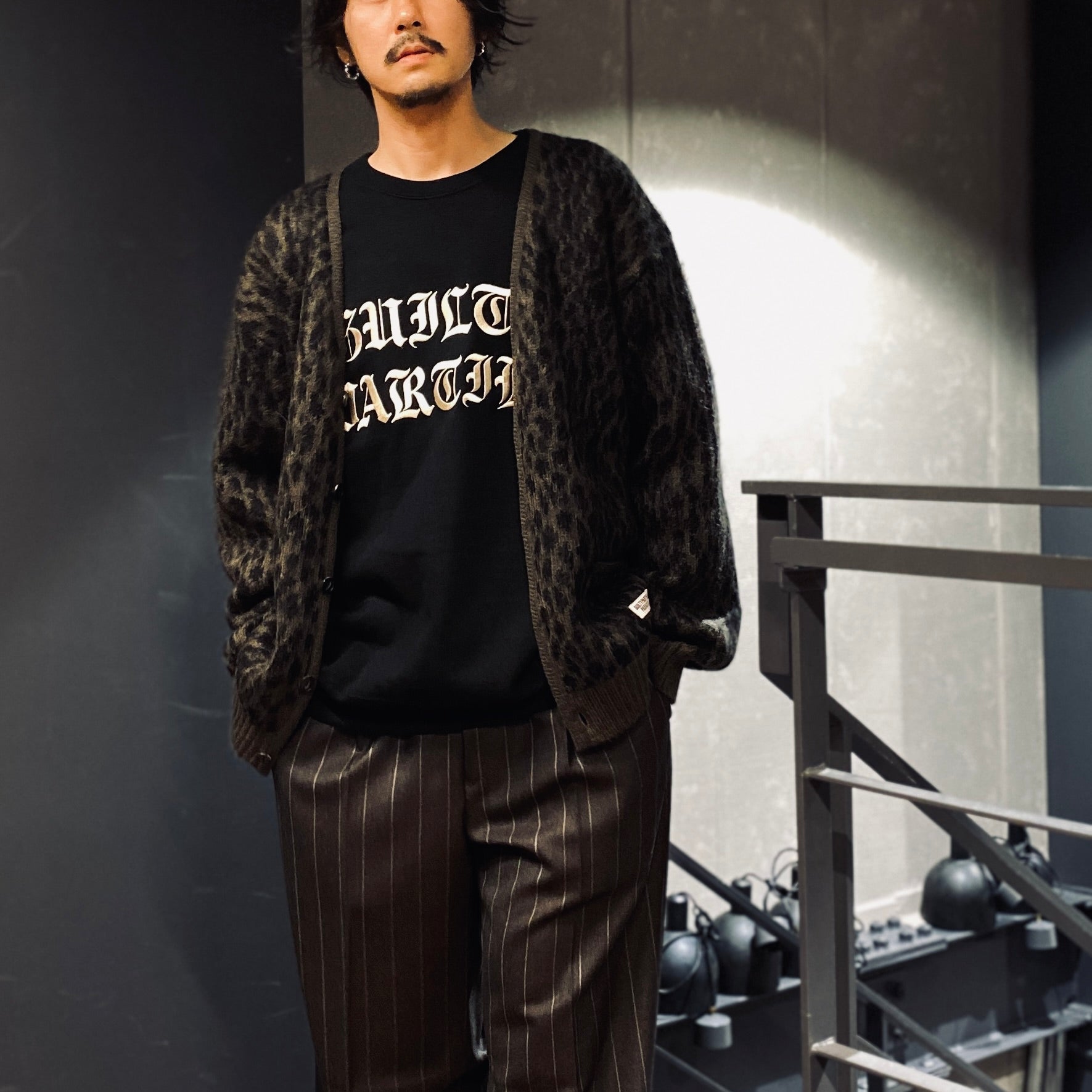 LEOPARD HEAVY MOHAIR CARDIGAN #KHAKI [23FW-WMK-KN15]