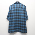 OMBRE CHECK OPEN COLLAR SHIRT S/S ( TYPE-3 ) #BLUE [26SS-WMS-OC14]