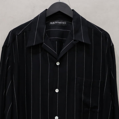 STRIPED OPEN COLLAR SHIRT L/S ( TYPE-2 ) #BLACK [24FW-WMS-OC06]