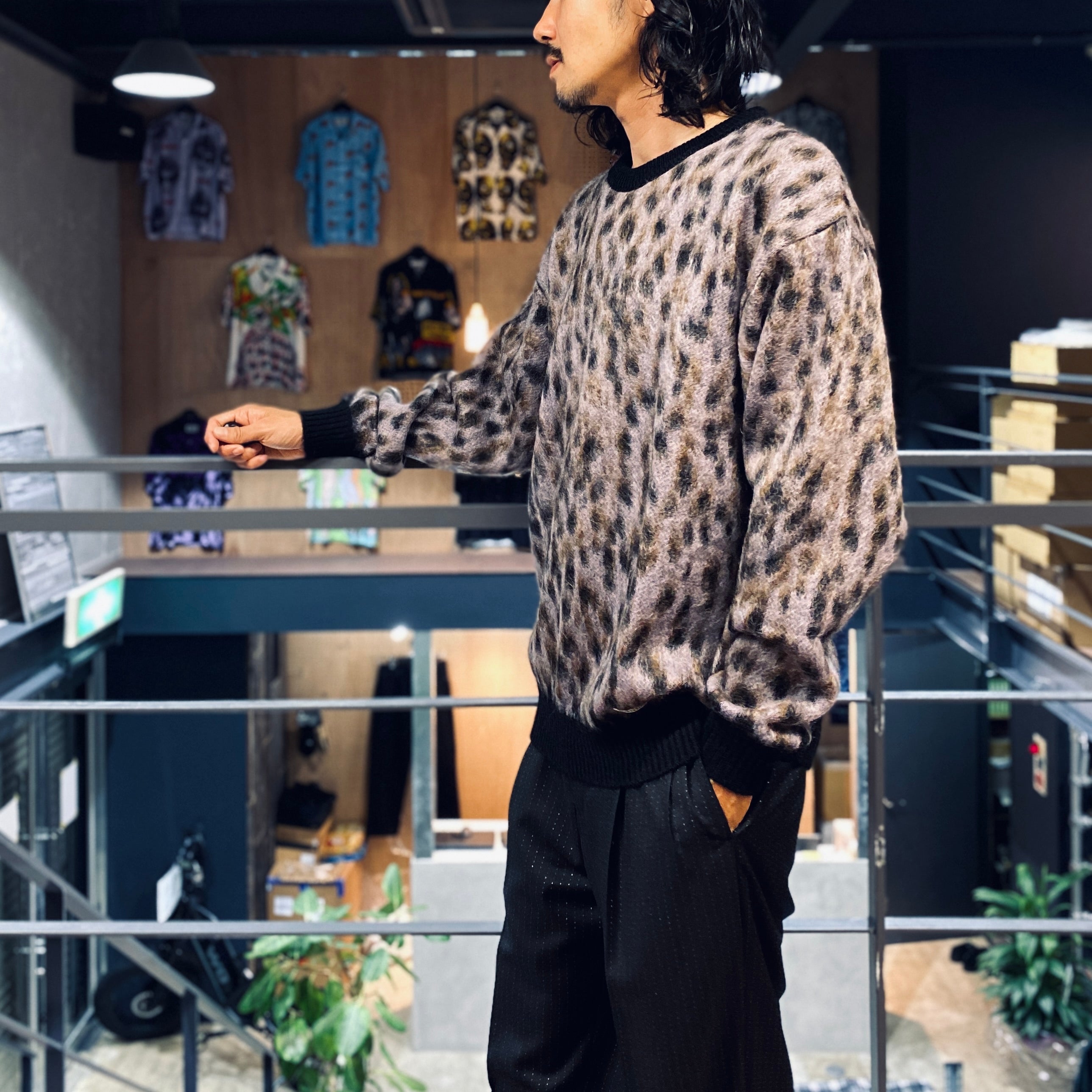 LEOPARD MOHAIR CREW NECK SWEATER -TYPE 1- #PURPLE [23FW-WMK-KN12