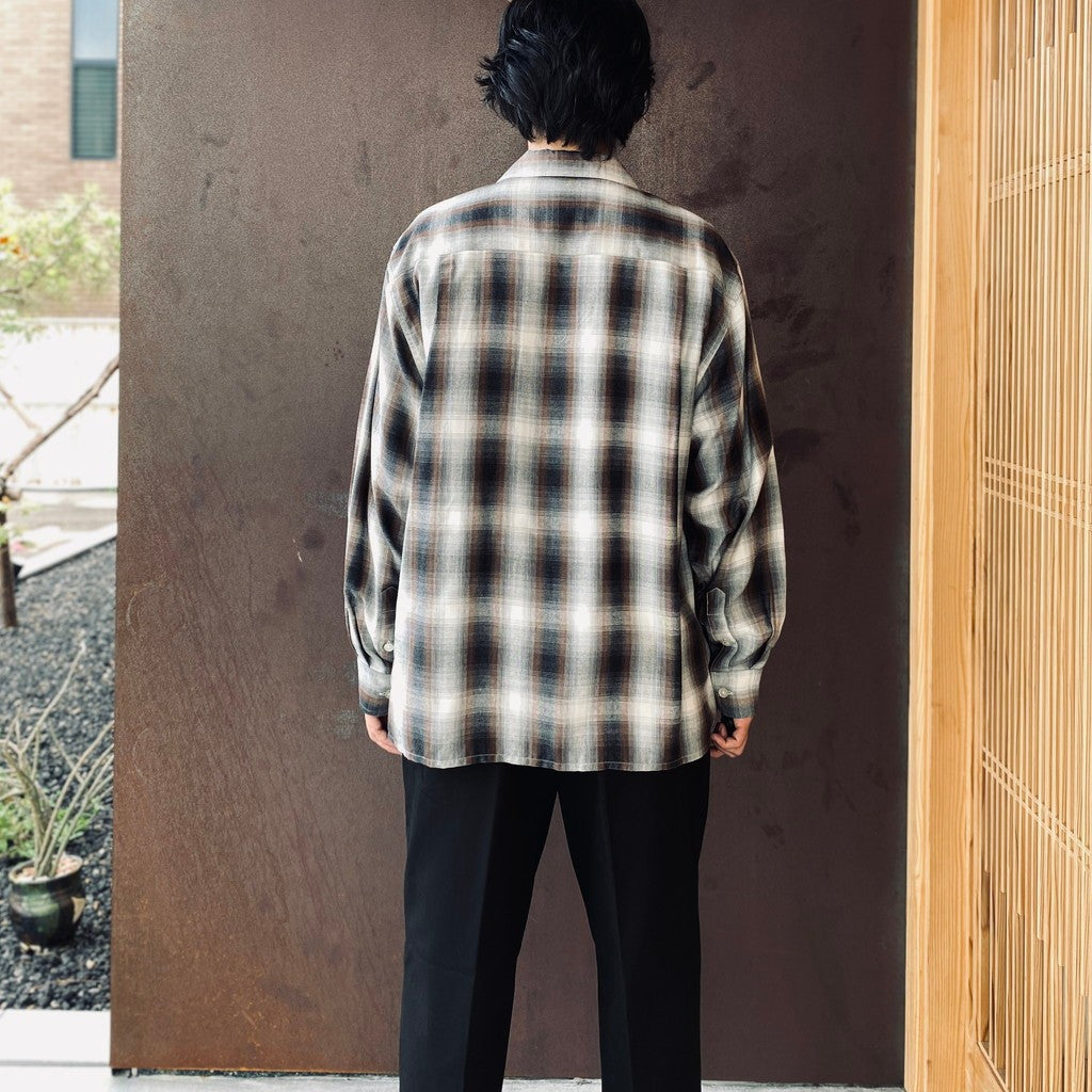 OMBRE CHECK OPEN COLLAR SHIRT L/S ( TYPE-2 ) #BROWN [26FWE-WMS-OC02]