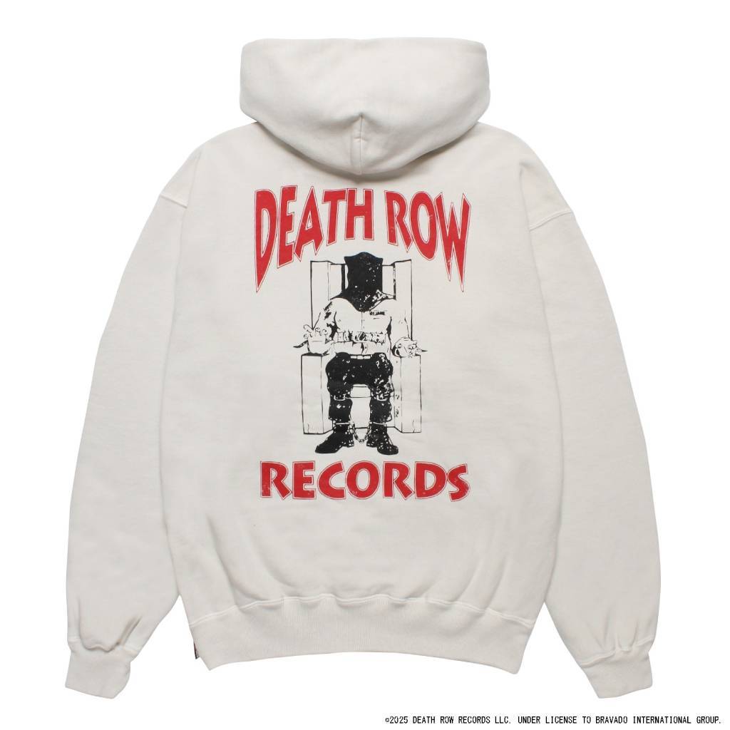 DEATH ROW RECORDS | WASHED MIDDLE WEIGHT PULLOVER HOODED SWEAT SHIRT #IVORY [DEATHROW-WM-SS02]