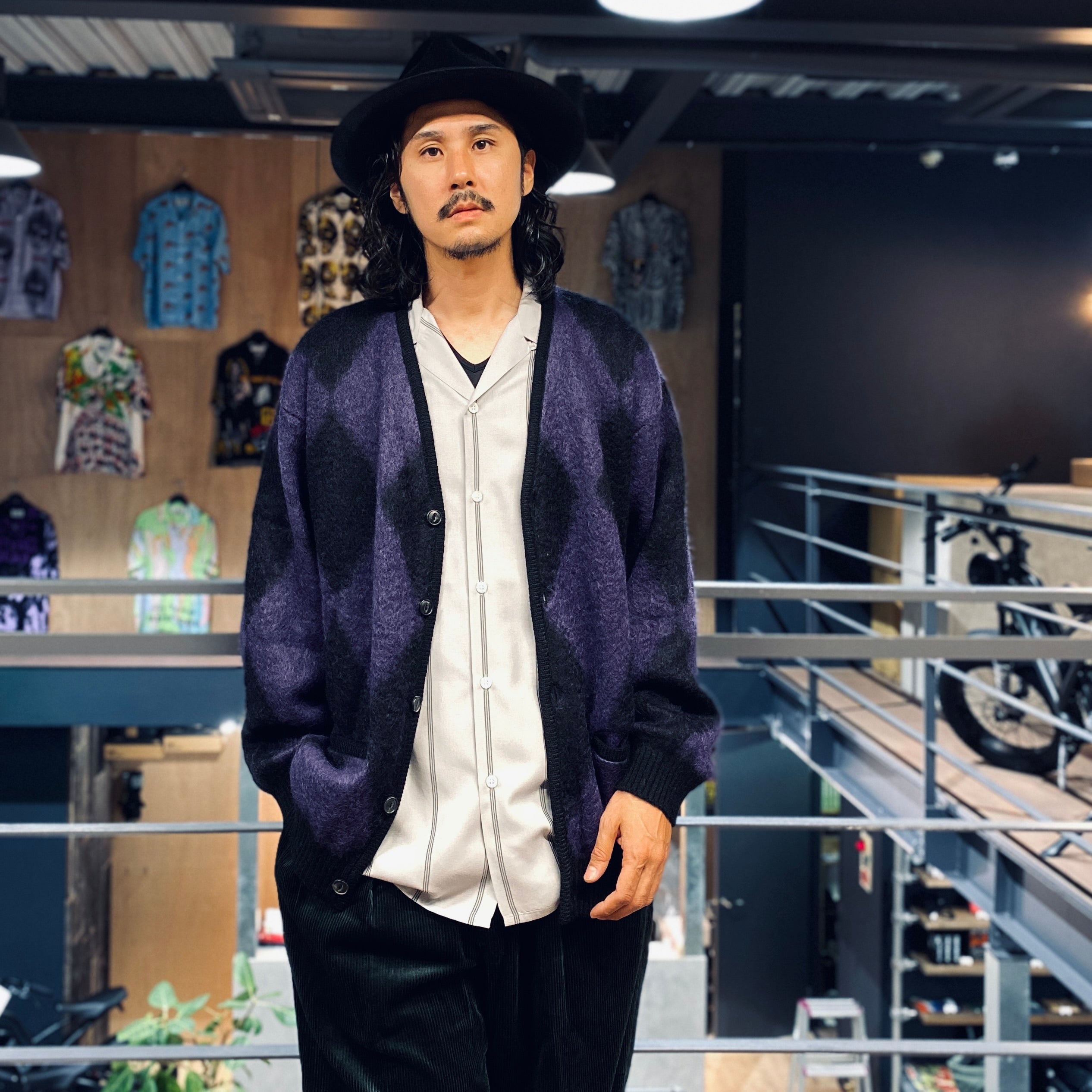 DIAMOND MOHAIR CARDIGAN #PURPLE [23FW-WMK-KN19] - cocorozashi 三重