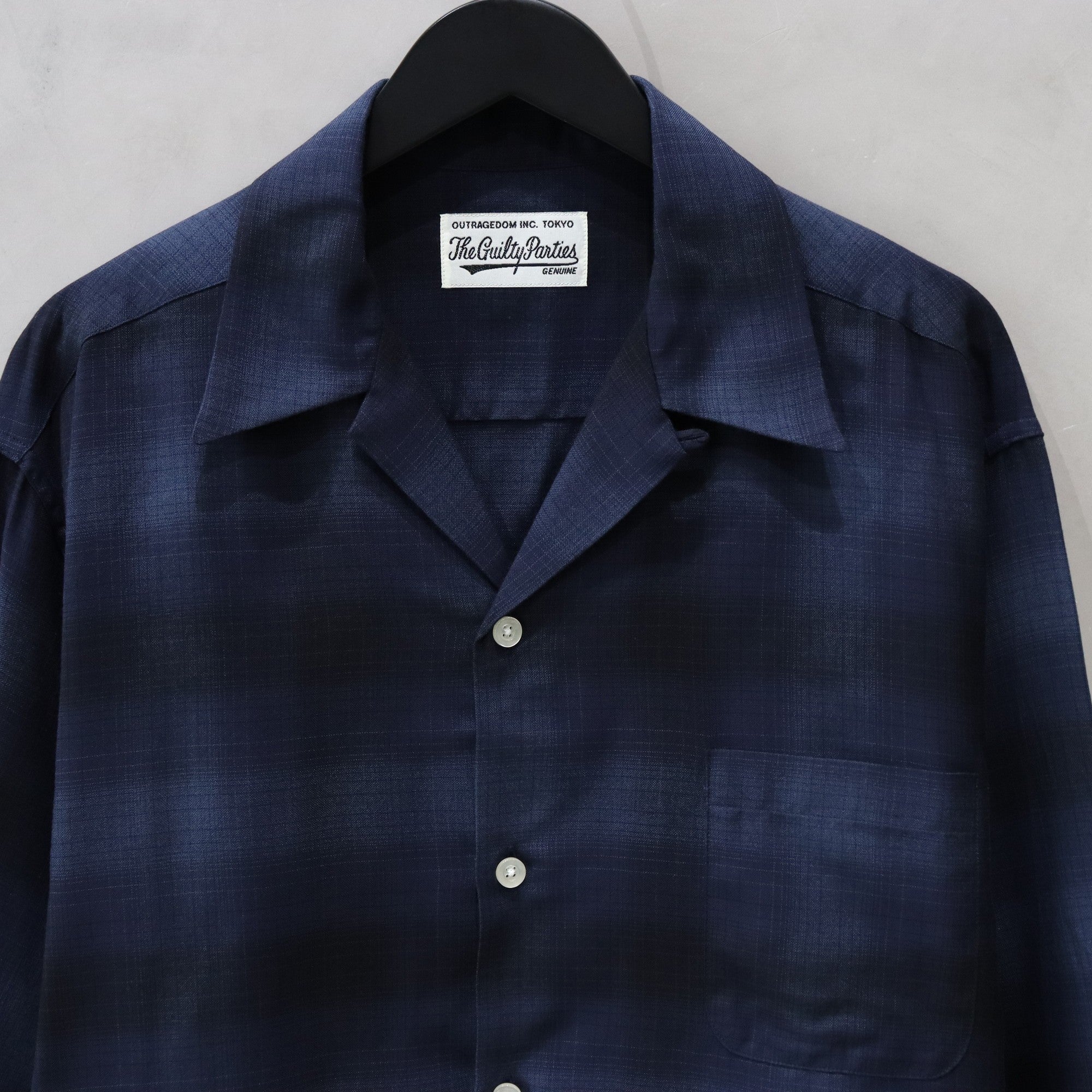 OMBRE CHECK OPEN COLLAR SHIRT L/S (TYPE-4) #BLUE [24FW-WMS-OC04]