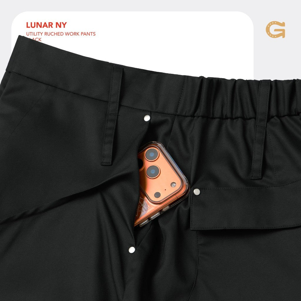 Lunar 26 - Utility Ruched Work Pants #Black [GOOPI-26SS-FEB-01]
