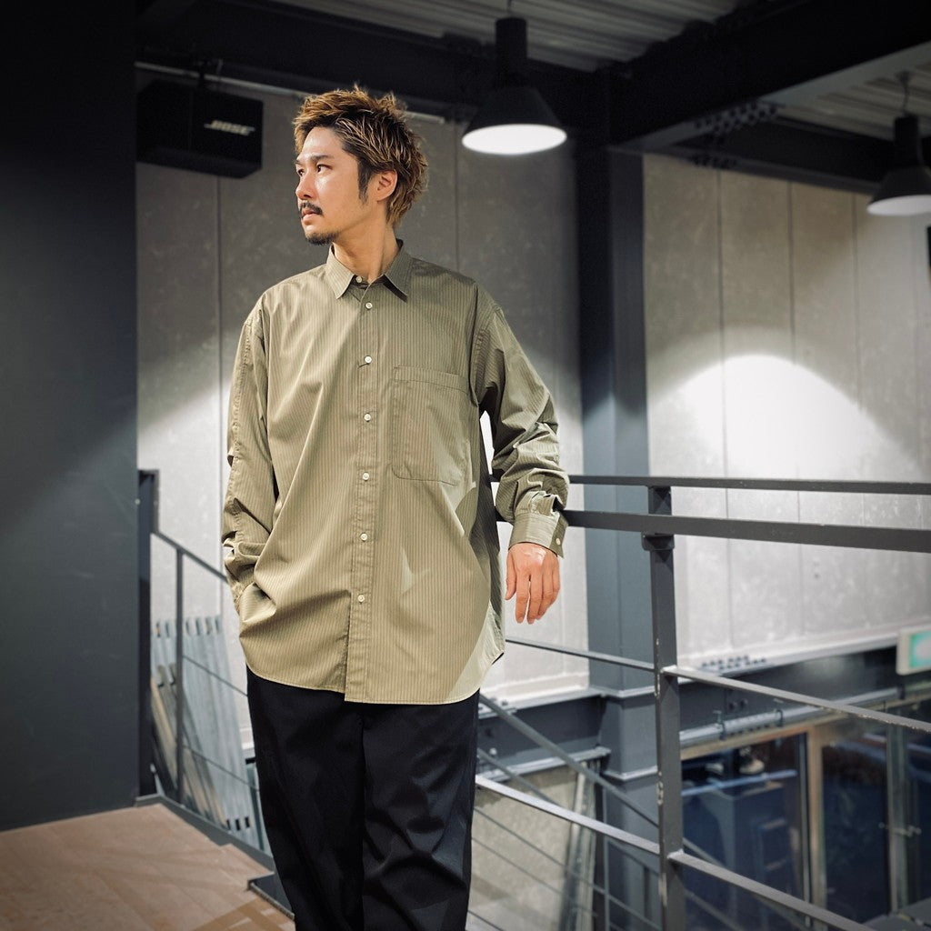 TECH REGULAR STRIPE SHIRT L/S #WOLF GRAY [BE-81025]