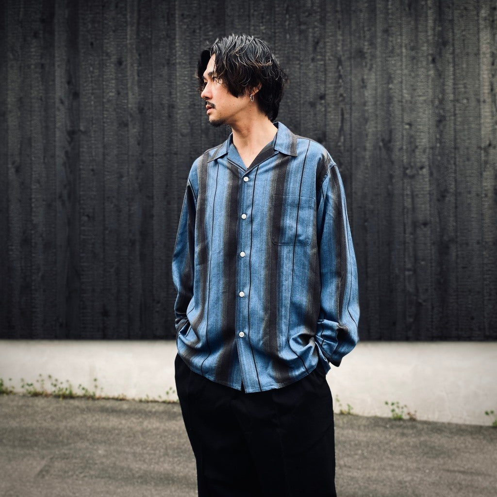 トップス OMBRE STRIPED OPEN COLLAR SHIRT L/S OMBRE STRIPED OPEN COLLAR SHIRT L/S #BLUE [26SS-WMS-OC13