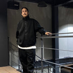 科技運動風拉鍊開襟衫 #黑色 [BE-54024W]