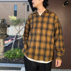PENDLETON | WOOL OMBRE CHECK OPEN COLLAR SHIRT L/S ( TYPE-2 ) #LT-BROWN [26FW-WMS-PE02]