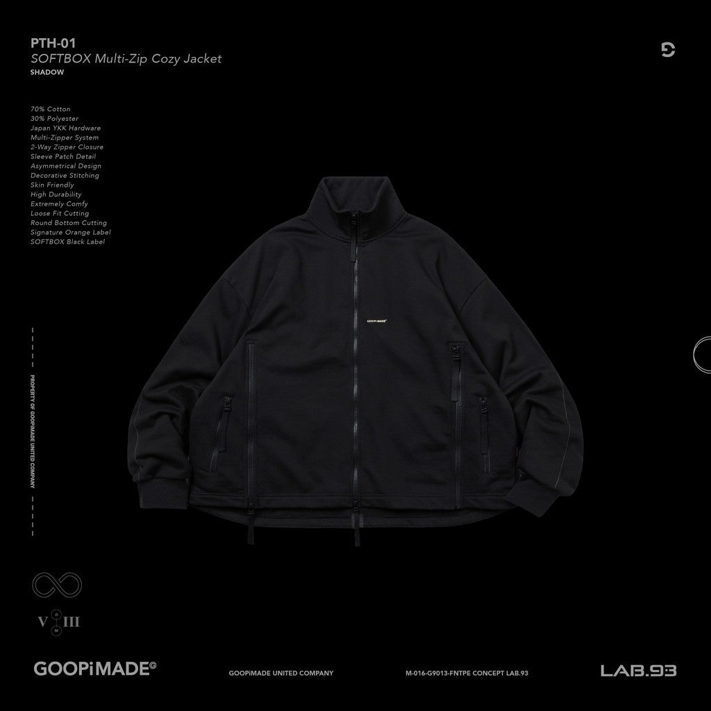 「PTH-01」 SOFTBOX Multi-Zip Cozy Jacket #SHADOW [GOOPI-24AW-NOV-02]